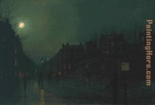 View of Heath Street by Night painting - John Atkinson Grimshaw View of Heath Street by Night art painting